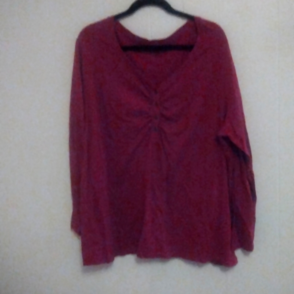 Burgundy long sleeve shirt, women's 3x